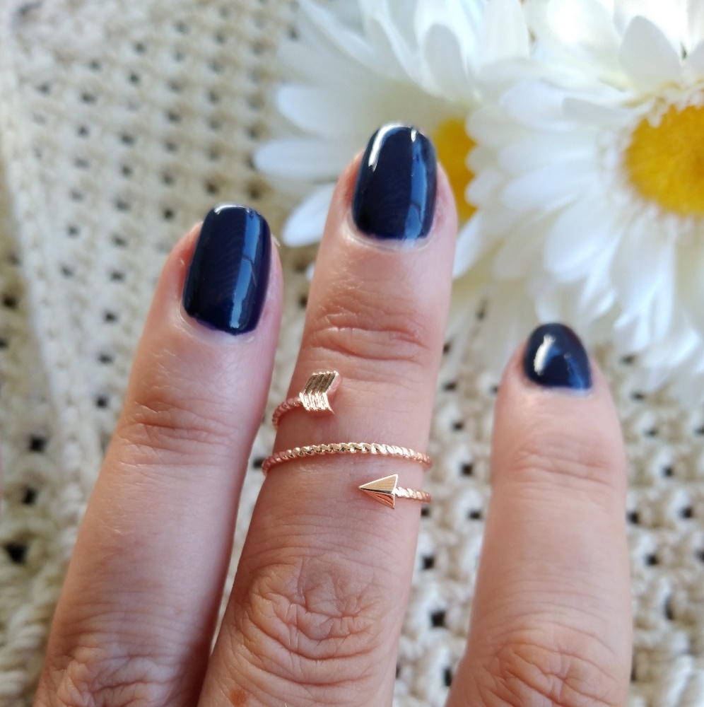 Arrow ring rose gold adjustable stackable spiral